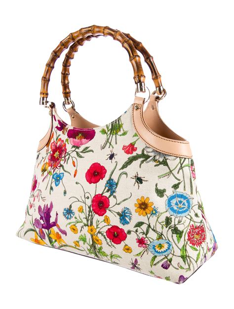 gucci floral bamboo handle bag|where to buy gucci bamboo bag.